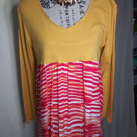 214 Size Large jeaniemade Mustard Yellow Tunic - Picture 1 of 3